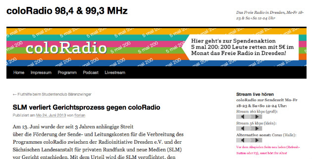 Screenshot von coloradio.org