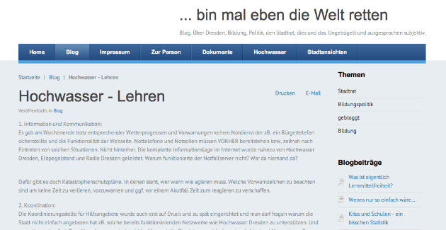 Screenshot vom Blog von Gerit Thomas