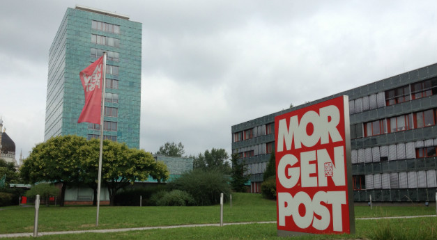 Außenansicht der Ostraallee, Sitz von "Sächsischer Zeitung" und "Morgenpost Dresden"