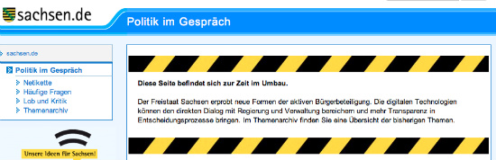 Screenshot von der Startseite der Dialogplattform des Freistaats Sachsen.