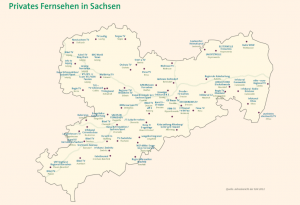 Karte der bestehenden Senderlandschaft mit über 60 Sendern, anzurufen auf slm-online.de (das Bild ist verlinkt). 