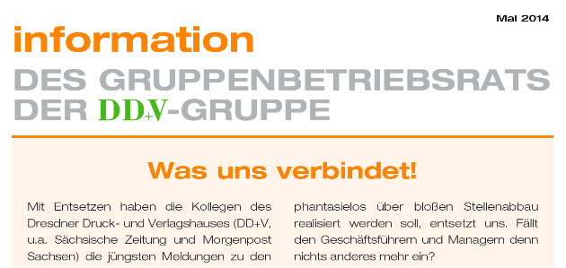 Ausriss aus der Solidaritätsbekundung des DD+V-Gesamtbetriebsrates. 