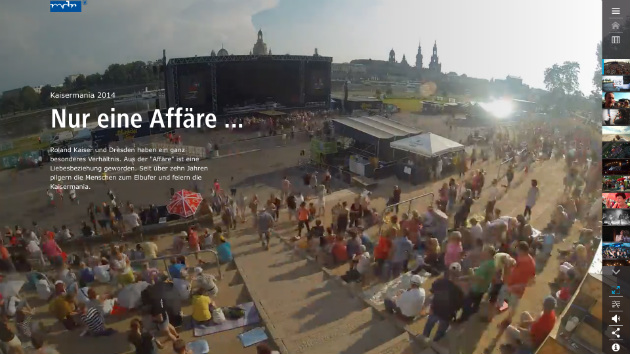 Screenshot von reportage.mdr.de: Mit Start der Kaisermania-Reportage füllen sich langsam die Ränge. 