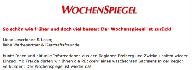 Screenshot von Wochenspiegel-sachsen.de (Stand: 26.10.2014). 
