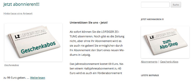 Screenshot von http://www.leipzigerzeitung.net. 