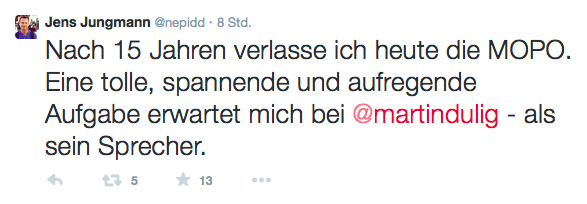 Tweet von Jens Jungmann.