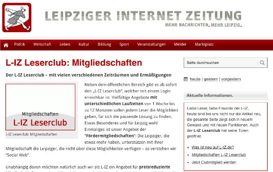 Screenshot von L-IZ.de. 