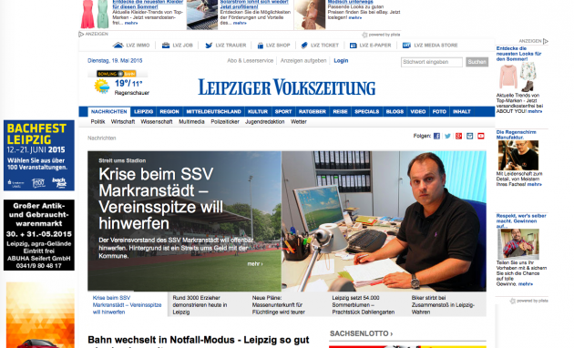 Screenshot von LVZ.de vom 19.5.2015