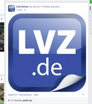 Das neue Online-Logo. Ausriss von der Facebook-Seite der LVZ.  