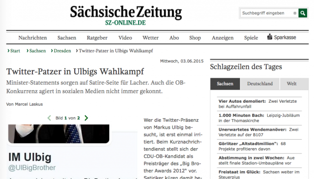 Screenshot von SZ-Online.de.