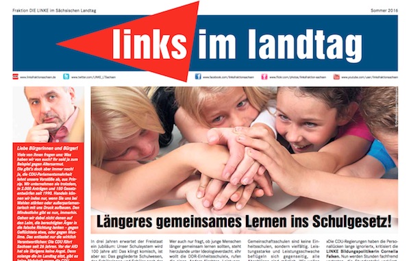 Sieht schon irgendwie nach AfD aus, oder? Blick auf die Titelseite von "links im landtag". 