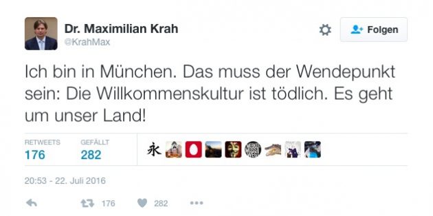 Screenshot des Tweets von Dr. Maximilian Krah
