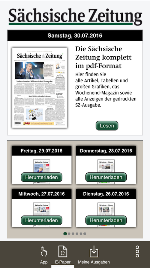 Screenshot von der SZ-Smartphone-App. 