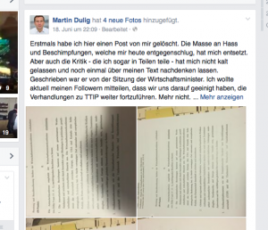 Ausriss aus dem neuen FB-Posting von Martin Dulig.