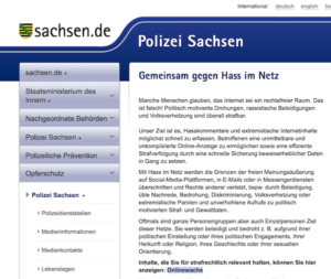 Screenshot Seite Polizei-Sachsen