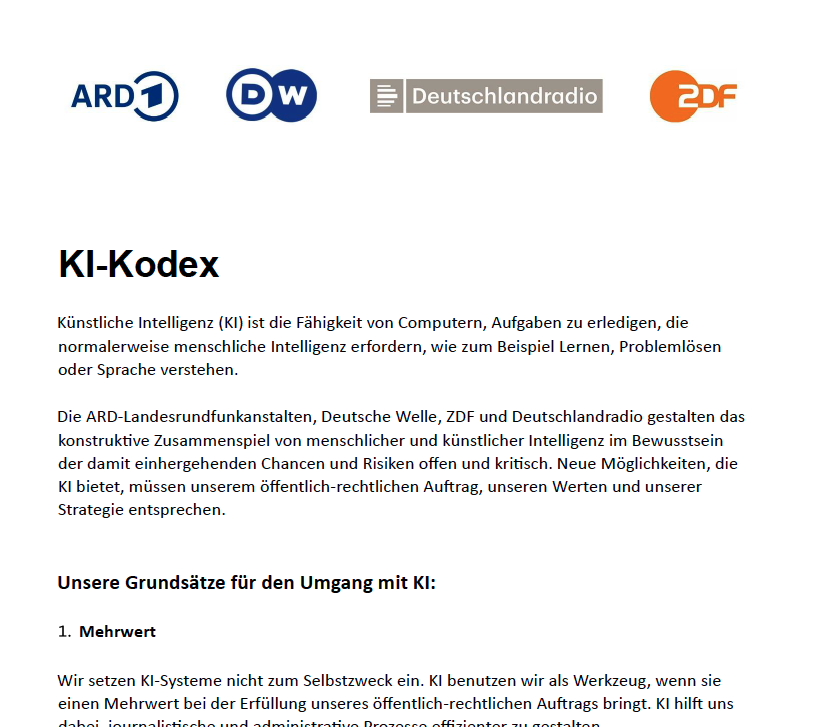 Ein Anfang: ffentlich-Rechtliche geben sich KI-Kodex